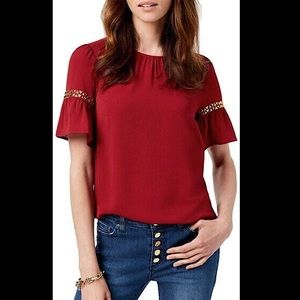 MICHAEL Michael Kors Studded Top MAROON M